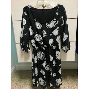 Espresso Boutique Dress in Black White Rose- Small